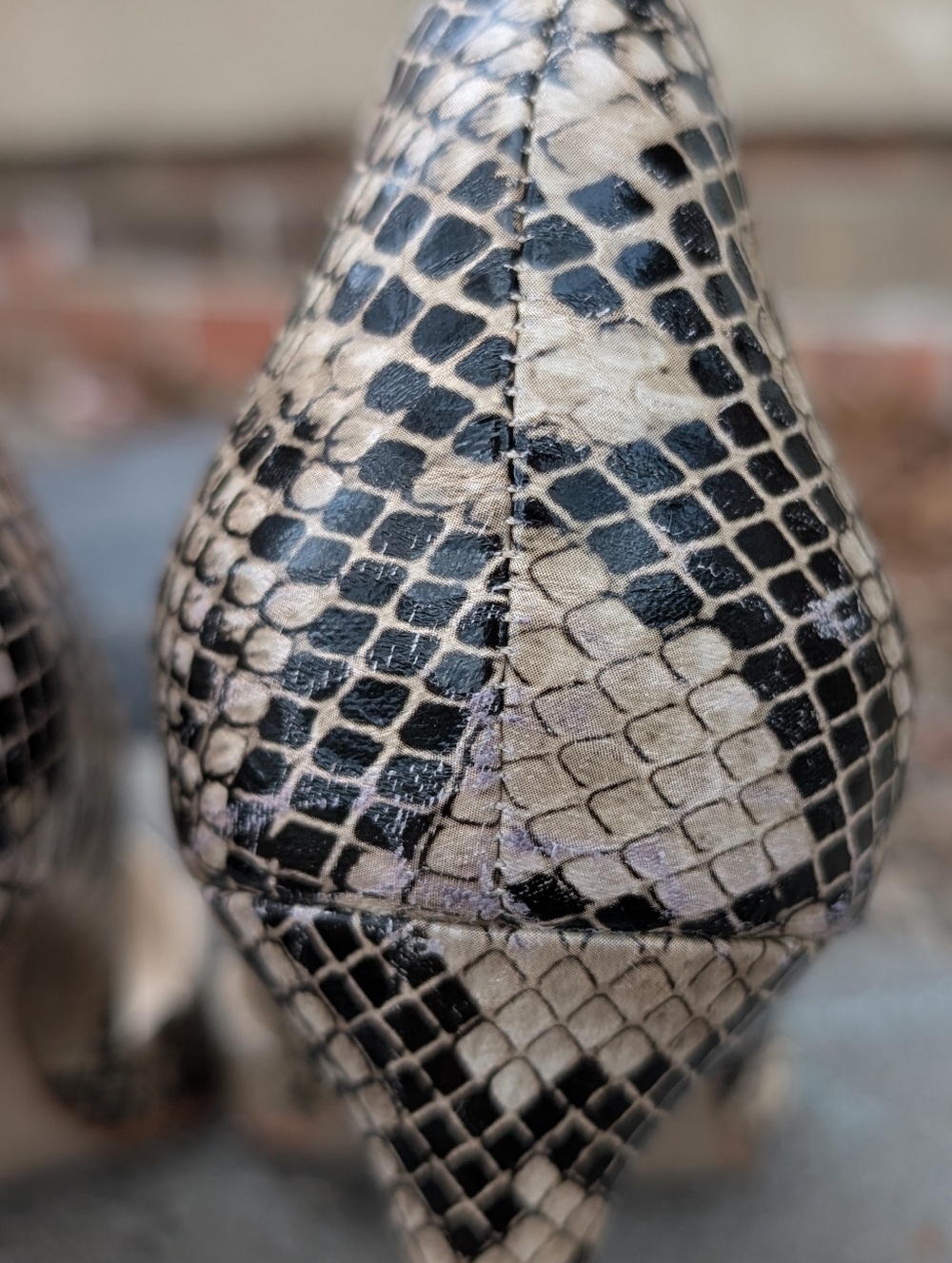 MIA Snake-Print Pointed Toe Pumps in Beige and Black - Picture 9 of 12